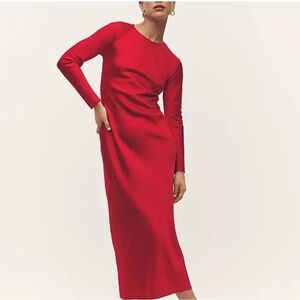 Ann Taylor Red Bias Sheath Maxi Dress Size 14